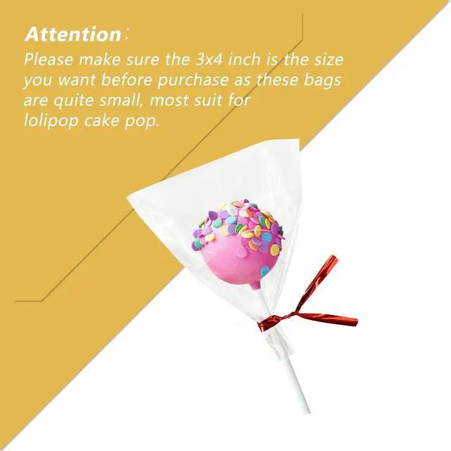 Alt view image 3 of 6 - 50Pcs Cellophane Bags, Cello Cellophane Treat Bags 3x4 Plastic Gift Bags for Packaging Cookies, Pretzel Rod, Sandwich, Candy, Chocolate, Clear Party Favor Bags with Ties