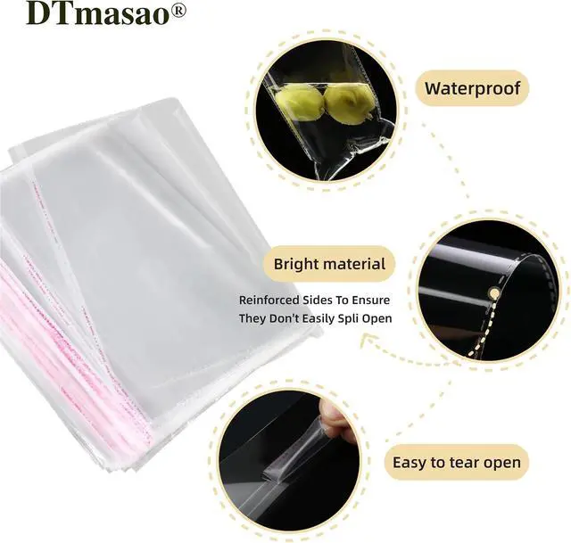 Alt view image 3 of 7 - DTmasao 3x5 Inches 100 Pcs Self Sealing Cellophane Bags Clear Cookie Bags Resealable Cellophane Bag for Packaging Cookies,Gifts,Favors, Products,Candy