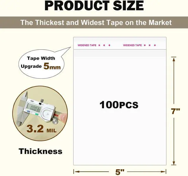 Alt view image 2 of 7 - Thick Self Sealing Clear Cellophane Bags Self Adhesive 5x7 Inches Cookie Bags Resealable Cello bags for Packaging Cookies Party Favor 100PCS-3.2Mil