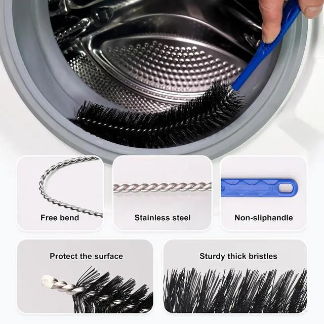 Alt view image 3 of 7 - Drain Brush, Refrigerator Coil Cleaning Brush, Dryer Vent Cleaner Brush