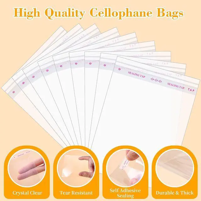 Alt view image 6 of 7 - Miraclekoo 100 Pcs 3.5 x 3.5 Inch Cellophane Bags for Chocolate Covered Cookies,Self Sealing Small Treat Bag,Clear Plastic Sleeves