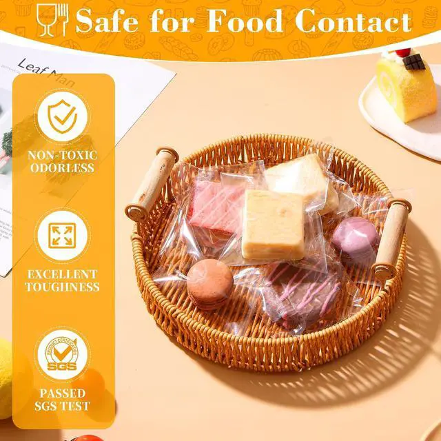 Alt view image 3 of 7 - Miraclekoo 100 Pcs 3.5 x 3.5 Inch Cellophane Bags for Chocolate Covered Cookies,Self Sealing Small Treat Bag,Clear Plastic Sleeves