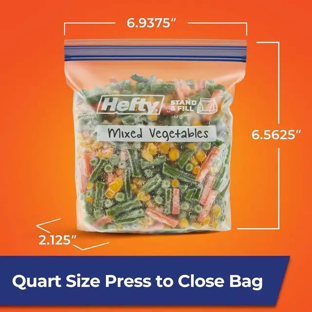 Alt view image 7 of 7 - Hefty Press to Close Freezer Bags, Quart Size, 25ct
