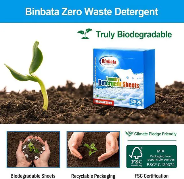 Alt view image 4 of 6 - Binbata Laundry Detergent Sheets Up to 128 Loads, Plastic Free Eco-Friendly