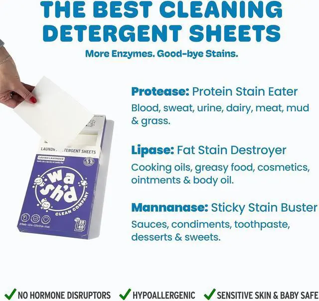 Alt view image 4 of 7 - Laundry Detergent Sheets | 3 Stain-Fighting Enzymes | Baby Safe