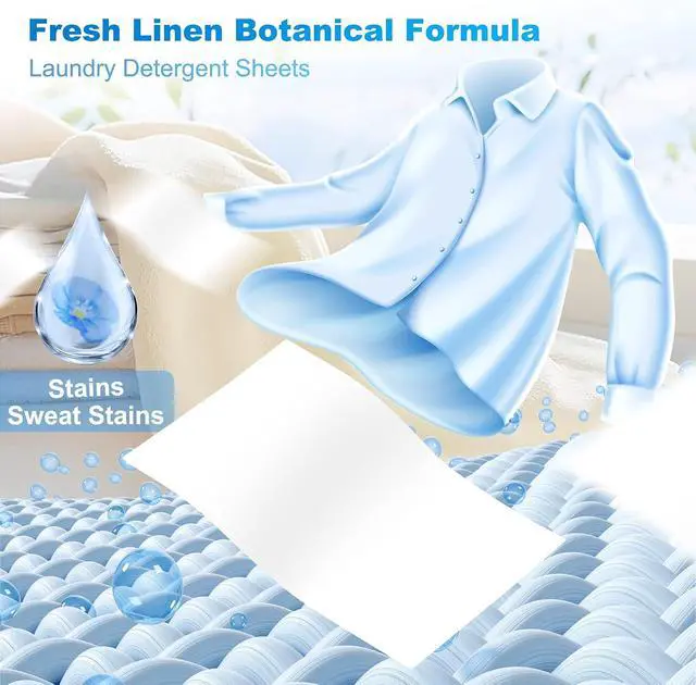 Alt view image 6 of 7 - Laundry Detergent Sheets - 200 Loads Fresh Linen Scent Washing Strips, Compact Lightweight Liquidless Eco-Friendly Hypoallergenic Portable Soap for Save Space and Travel