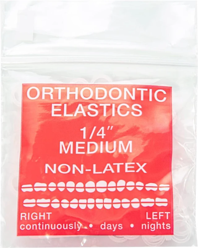 Main image of JMU Orthodontic Elastics 1/4 Medium, 100 Pack Dental Rubber Bands