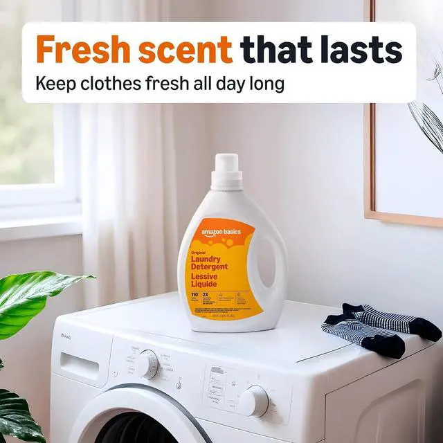Alt view image 4 of 6 - Amazon Basics Laundry Detergent Liquid, Concentrated, Original Fresh Scent, 110 Loads, 82.5 Fl Oz, Packaging May Vary
