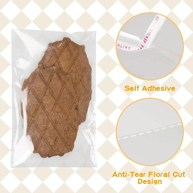 Alt view image 2 of 6 - ONFAON Cookie Bags with Seal, 150 Pcs Crack-Resistant & Self-Sealing Treat Bags for Cookies, Bakery Goods, and Snacks Food-Grade Clear Cellophane Bag for Gifts & Parties(4x6 in)