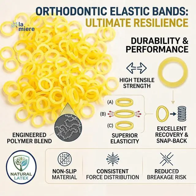 Alt view image 2 of 7 - Amber Latex 100 counts, Intraoral Elastic Bands Orthodontic Elastics Dental Rubber Bands Made in US Heavy 3/16'', Amber Latex
