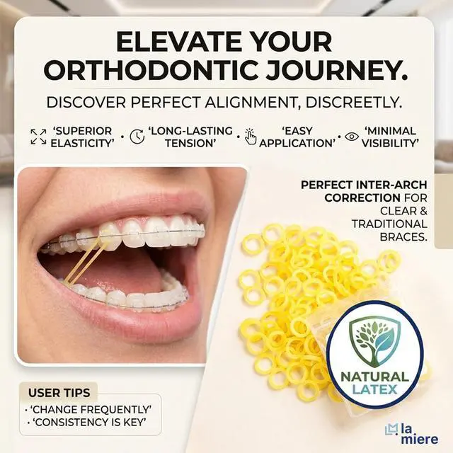 Alt view image 3 of 7 - Amber Latex 100 counts, Intraoral Elastic Bands Orthodontic Elastics Dental Rubber Bands Made in US Heavy 3/16'', Amber Latex