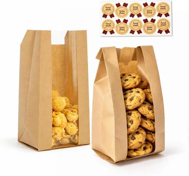 Main image of WIKDAY Cookie Bags with Window 50PCS Small Paper Treat Bread Bakery Bags