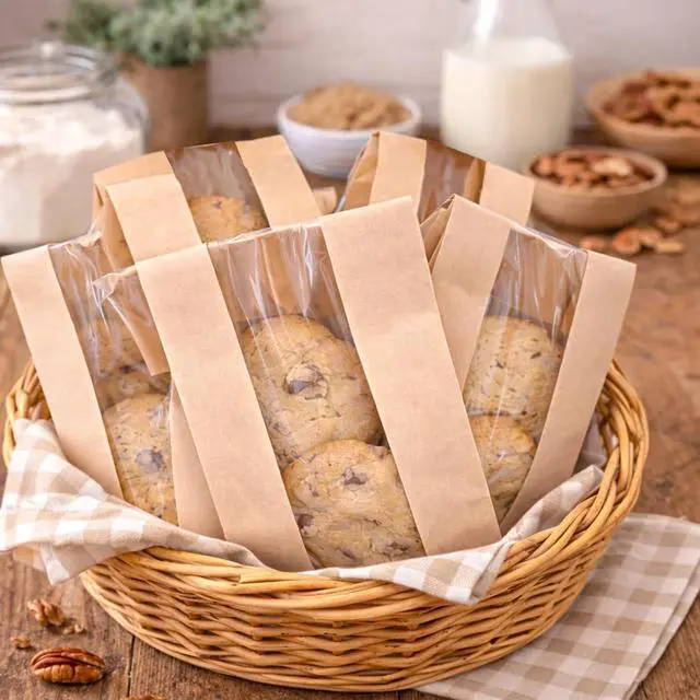 Alt view image 2 of 7 - WIKDAY Cookie Bags with Window 50PCS Small Paper Treat Bread Bakery Bags