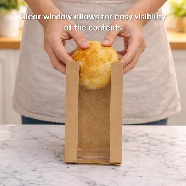 Alt view image 6 of 7 - WIKDAY Cookie Bags with Window 50PCS Small Paper Treat Bread Bakery Bags