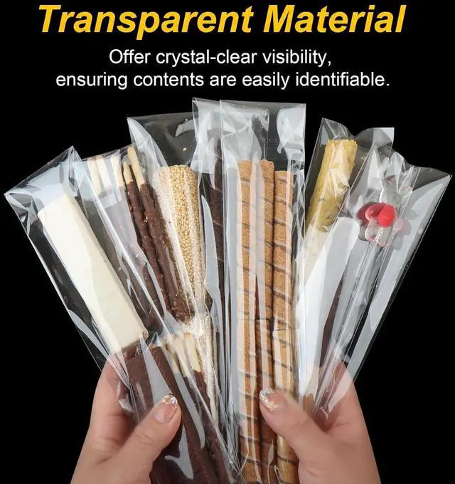 Alt view image 2 of 6 - Horbin 120 Pcs Pretzel Rod Bags, Self Sealing Cellophane Bag 2x10 Inches, Clear Cookie Bags with Seal for Cookies, Pretzels, Candy, Party Favors, Bakery Packaging