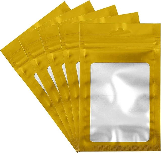 Main image of 50 Count Holographic Mylar Bags With Clear Window Resealable Food-Grade Storage Pouch with Front View Window Keeps Cookies, Snacks, and Jewelry Fresh & Secure (2.95 x 4.72 Inches)