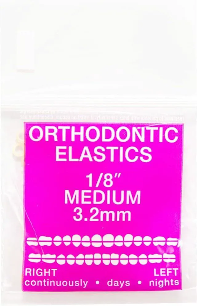 Main image of JMU Orthodontic Elastics 1/8 Medium, 100 Pack Intraoral Dental Rubber Bands