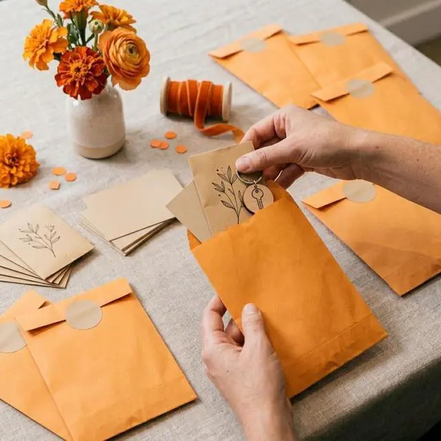 Alt view image 4 of 7 - Quotidian Orange Flat Small Greaseproof Paper Bags 3x5 in, 100 Count