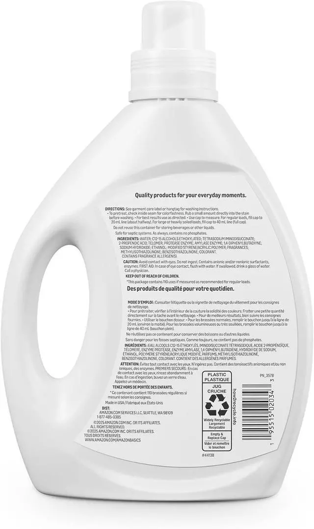 Alt view image 6 of 6 - Amazon Basics Concentrated Liquid Laundry Detergent, Lavender, 110 loads, 82.5 Fl Oz, Packaging May Vary