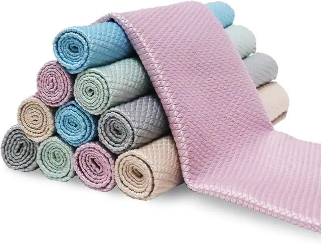 Main image of 5Pcs Nanoscale Cleaning Cloth, Easy Clean Cloth, Fish Scale Microfiber Easycleanco Cloth, Reusable Lint Free Rags for Glass No Watermark or Streaks, Dishes, Mirrors (5 Colors,15.7 in x 11.8 in)