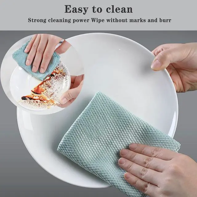 Alt view image 3 of 7 - 5Pcs Nanoscale Cleaning Cloth, Easy Clean Cloth, Fish Scale Microfiber Easycleanco Cloth, Reusable Lint Free Rags for Glass No Watermark or Streaks, Dishes, Mirrors (5 Colors,15.7 in x 11.8 in)