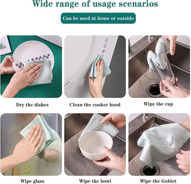 Alt view image 4 of 7 - 5Pcs Nanoscale Cleaning Cloth, Easy Clean Cloth, Fish Scale Microfiber Easycleanco Cloth, Reusable Lint Free Rags for Glass No Watermark or Streaks, Dishes, Mirrors (5 Colors,15.7 in x 11.8 in)