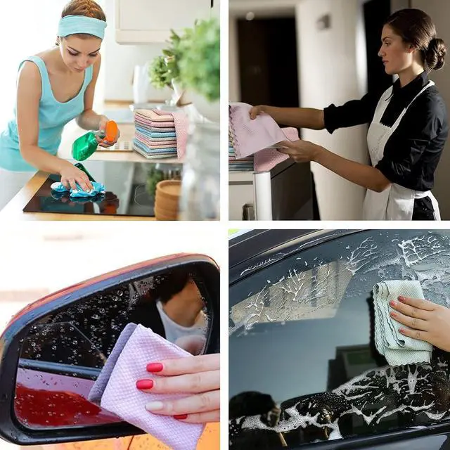 Alt view image 5 of 7 - 5Pcs Nanoscale Cleaning Cloth, Easy Clean Cloth, Fish Scale Microfiber Easycleanco Cloth, Reusable Lint Free Rags for Glass No Watermark or Streaks, Dishes, Mirrors (5 Colors,15.7 in x 11.8 in)