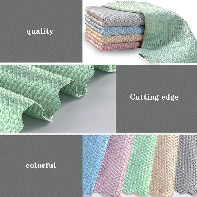 Alt view image 6 of 7 - 5Pcs Nanoscale Cleaning Cloth, Easy Clean Cloth, Fish Scale Microfiber Easycleanco Cloth, Reusable Lint Free Rags for Glass No Watermark or Streaks, Dishes, Mirrors (5 Colors,15.7 in x 11.8 in)