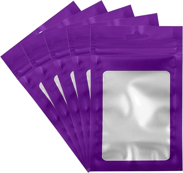 Main image of 50 Count Holographic Mylar Bags With Clear Window Resealable Food-Grade Storage Pouch with Front View Window Keeps Cookies, Snacks, and Jewelry Fresh & Secure (2.95 x 4.72 Inches)
