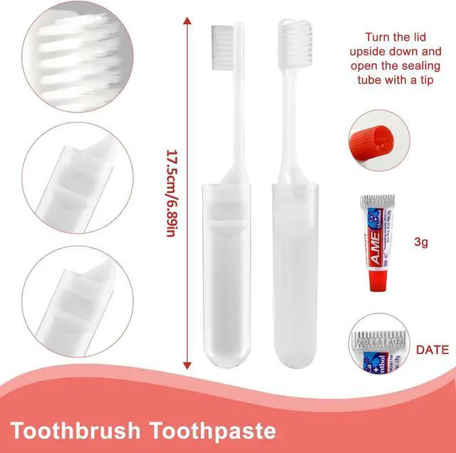Alt view image 6 of 7 - Travel Toothbrush Set Portable Foldable Soft Toothbrushes with Mini Toothpaste Kit for Camping Hikig Business Trip (White)