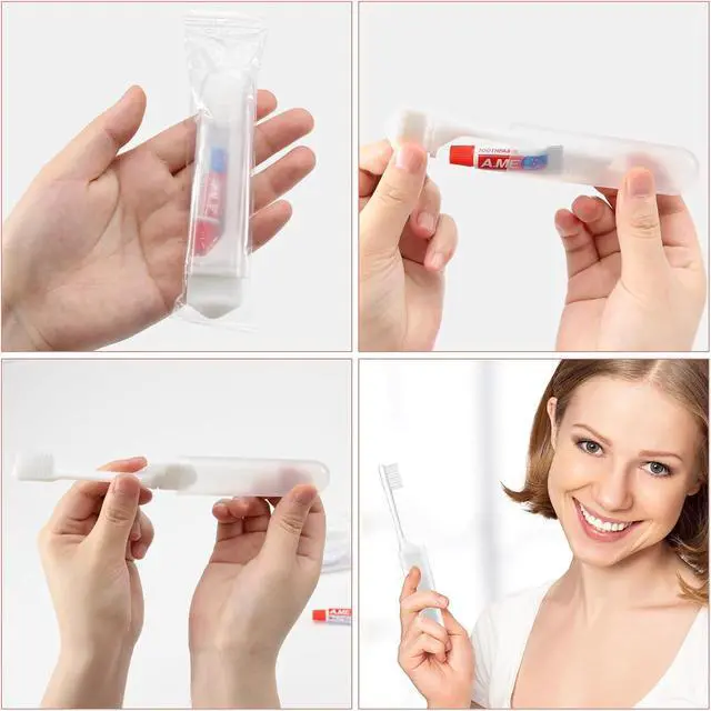 Alt view image 7 of 7 - Travel Toothbrush Set Portable Foldable Soft Toothbrushes with Mini Toothpaste Kit for Camping Hikig Business Trip (White)