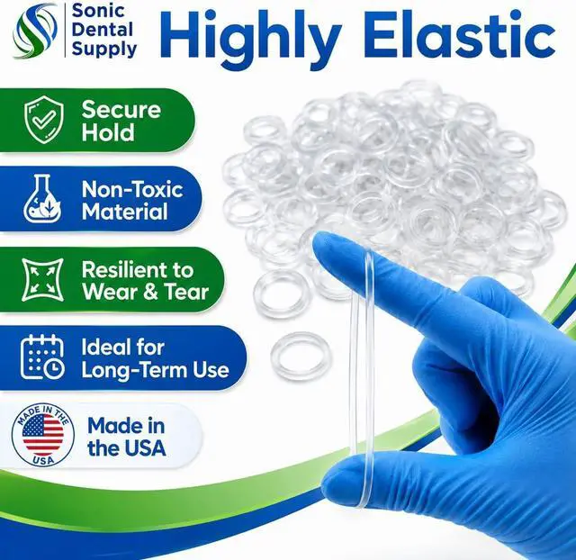 Alt view image 5 of 7 - 1/8 inch X-Heavy 6.5 oz - Orthodontic Elastic Rubber Bands - 100 Pack - Clear Latex Free, Small, Braces, Dreadlocks Hair Braids, Tooth Gap, Packaging, Crafts, Sonic Dental Supply - Made in USA