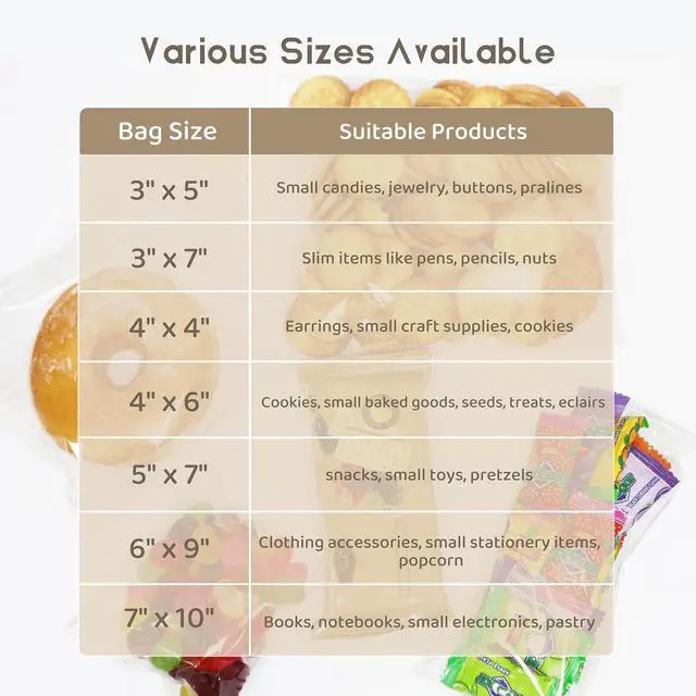 Alt view image 6 of 7 - WIKDAY 200PCS Cookie Bags 3x5 Inches Clear Self Sealing Cellophane Bags