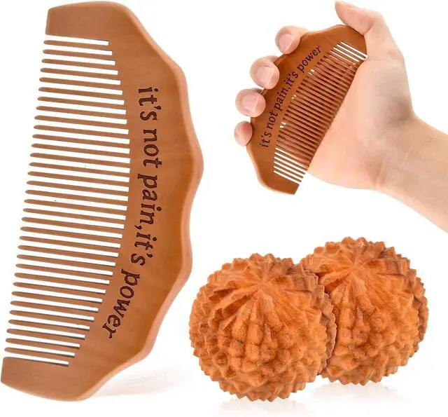Main image of Birth Comb Acupressure Massage Ball Set, Wooden Labor Comb for Labor Pain Reliefs, Natural Labors and Delivery Essentials, New Mom Gifts Birthing Combs Hospital Bag Must Haves