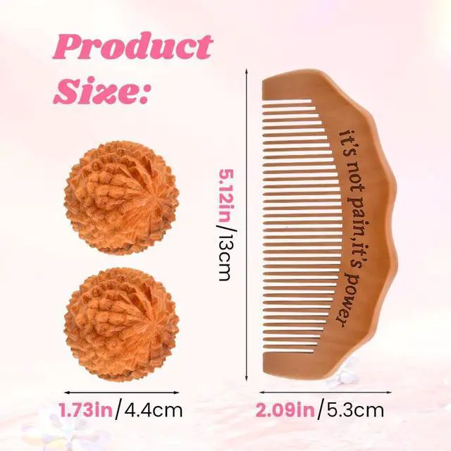 Alt view image 2 of 7 - Birth Comb Acupressure Massage Ball Set, Wooden Labor Comb for Labor Pain Reliefs, Natural Labors and Delivery Essentials, New Mom Gifts Birthing Combs Hospital Bag Must Haves