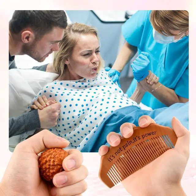Alt view image 4 of 7 - Birth Comb Acupressure Massage Ball Set, Wooden Labor Comb for Labor Pain Reliefs, Natural Labors and Delivery Essentials, New Mom Gifts Birthing Combs Hospital Bag Must Haves