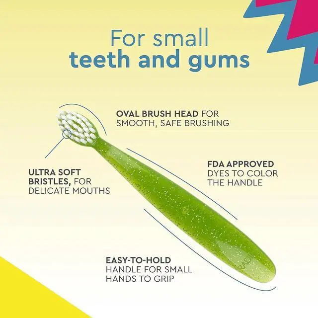 Main image of RADIUS Totz Toothbrush Extra Soft Brush BPA Free & ADA Accepted Designed for Delicate Teeth & Gums for Children 18 Months & Up - Grey Sparkle - Pack of 1
