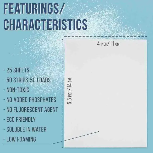 Alt view image 4 of 6 - Laundry Detergent Sheets - 50 Strips (25 Sheets) | Earth Friendly Fresh Scent Plastic Free Travel Laundry Soap