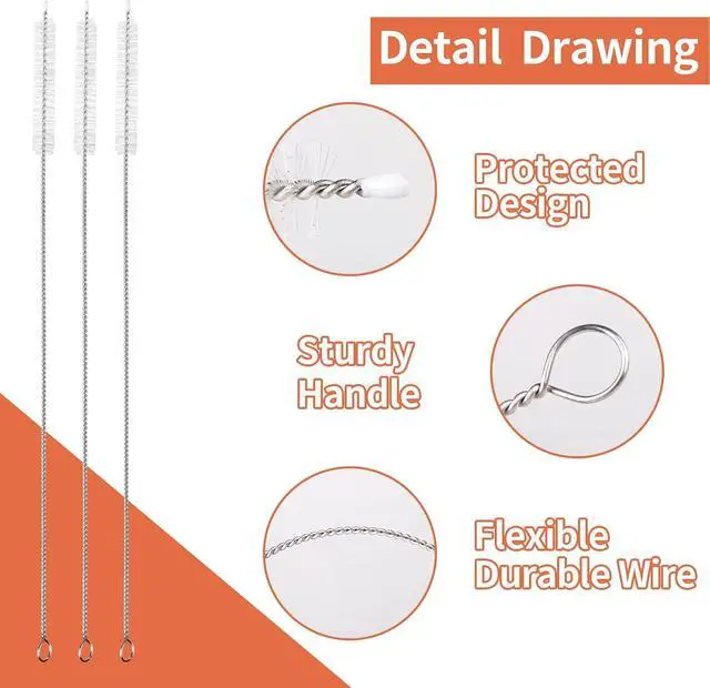 Alt view image 4 of 5 - Straw Cleaner Brush For YETI,5PCS | Extra Long Straw Cleaning Brushes,Bendable Stainless Steel Nylon Bristle for Yeti Tumbler