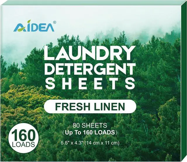 Main image of AIDEA Laundry Detergent Sheets, Fresh Linen Scent-(160 Loads) 80 Sheets