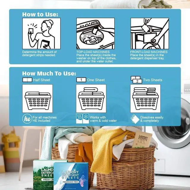 Alt view image 2 of 7 - AIDEA Laundry Detergent Sheets, Fresh Linen Scent-(160 Loads) 80 Sheets
