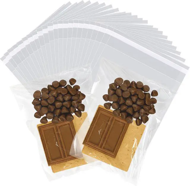 Main image of WIKDAY 200PCS Cookie Bags 5x7 Inches Clear Self Sealing Cellophane Bags