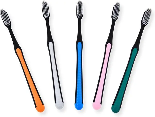 Alt view image 4 of 7 - ADA Cavity Defense Activated Charcoal Toothbrush 5 Pack Ultra-Soft Flosspick Bristle for Sensitive Teeth & Gums, Aids in Teeth Whitening, Extra Soft, Slim Grip (5 Count)