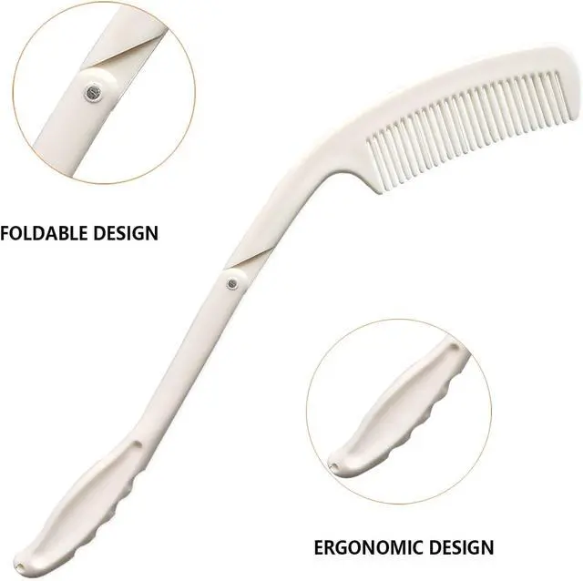 Alt view image 3 of 6 - Foldable Long Handled Comb(2PK) - Long Reach Handle Combs Hair
