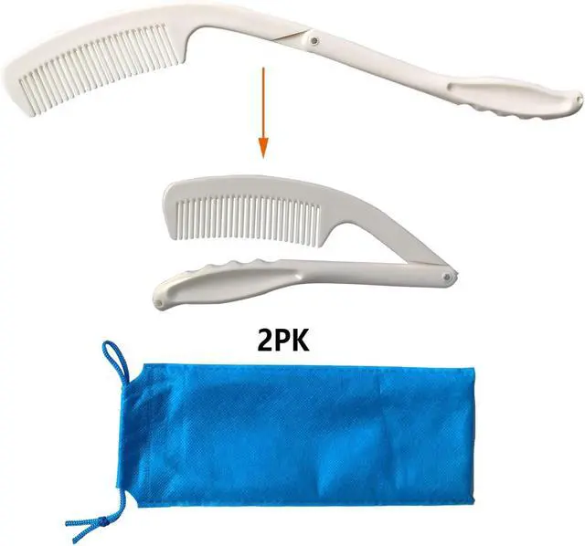 Alt view image 4 of 6 - Foldable Long Handled Comb(2PK) - Long Reach Handle Combs Hair