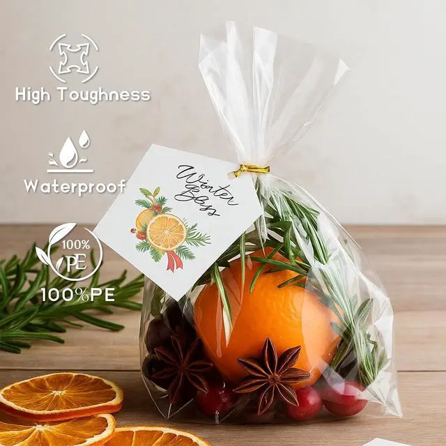 Alt view image 2 of 7 - WIKDAY Cellophane Bags 50 PCS 6x10 Inches Clear Gift Treat Gags with Ties