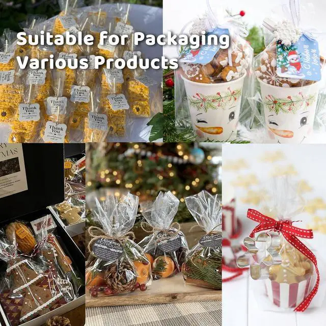 Alt view image 5 of 7 - WIKDAY Cellophane Bags 50 PCS 6x10 Inches Clear Gift Treat Gags with Ties
