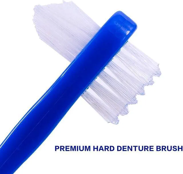 Alt view image 3 of 6 - OASISGUEST Denture Cleaning Brush Set, T-Shaped Special Toothbrush, Hard Toothbrush, for Denture Care (Blue, Red, White, 3 Count (Pack of 1))