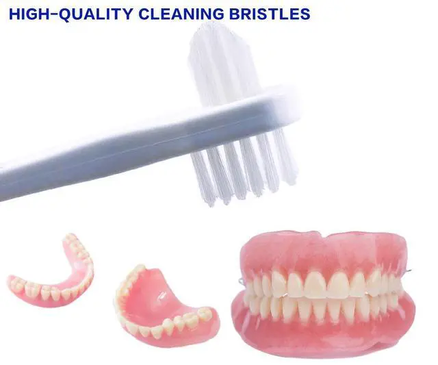 Alt view image 5 of 6 - OASISGUEST Denture Cleaning Brush Set, T-Shaped Special Toothbrush, Hard Toothbrush, for Denture Care (Blue, Red, White, 3 Count (Pack of 1))