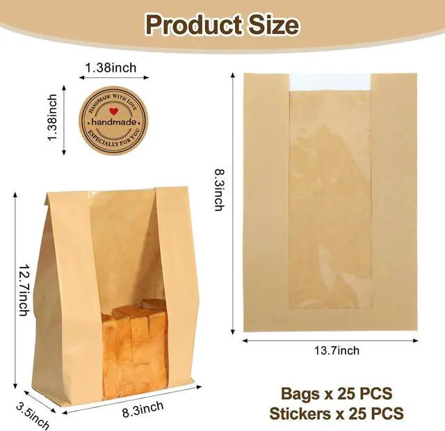 Alt view image 2 of 7 - WIKDAY Bread Bags for Homemade Bread 30PCS Paper Sourdough Bakery Bags
